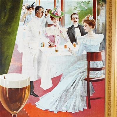 Budweiser Original Dining Car Self Framed Tin Litho Sign Train St. Louis Exposition