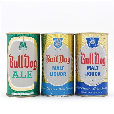 Bull Dog Pull Tabs Lot of 3 Different ZIP FAN PULL MAIER DREWRYS GENERAL
