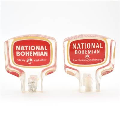 National Bohemian 1950s Lucite Tap Knobs Lot of 2 Different