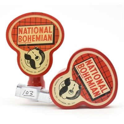 National Bohemian 1950s Tap Knobs Lot of 2 Different