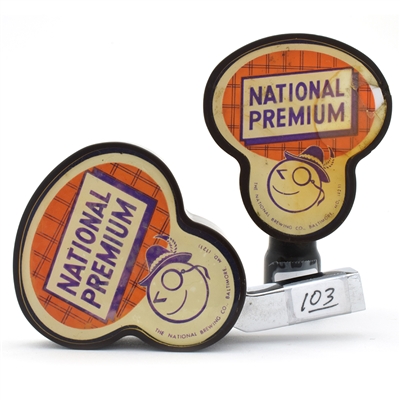 National Premium Beer 1950s Tap Knobs Lot of 2 Different TOUGH
