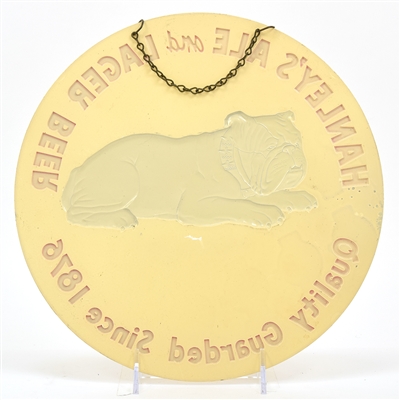 Hanleys Ale-Lager 1940s Plastic Bulldog Sign