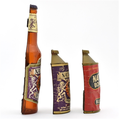 National Beer - Bohemian 1940s Plastic Stick-on Display Containers Lot of 3 SCARCE