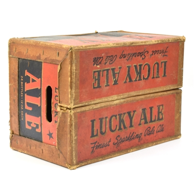 Lucky ALE 1930s Heavy Waxed Cardboard Bottle Case Carton