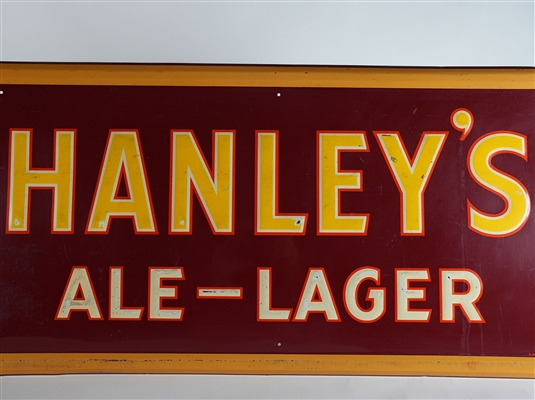 Hanleys Ale Lager Embossed Tin Sign TOUGH SWEET