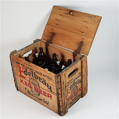 Edelbrau Keg Beer Six Half Gallon Bottles Crate MINTY