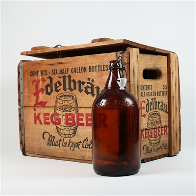 Edelbrau Keg Beer Six Half Gallon Bottles Crate MINTY