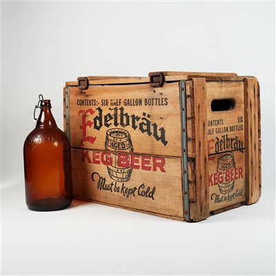 Edelbrau Keg Beer Six Half Gallon Bottles Crate MINTY
