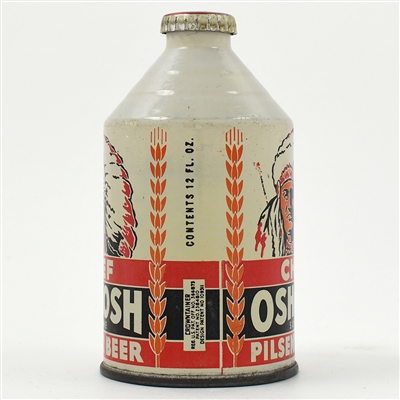 Chief Oshkosh Beer ACTUAL 192-26 -UNIQUE WHITE CROWNTAINER GRAIL-