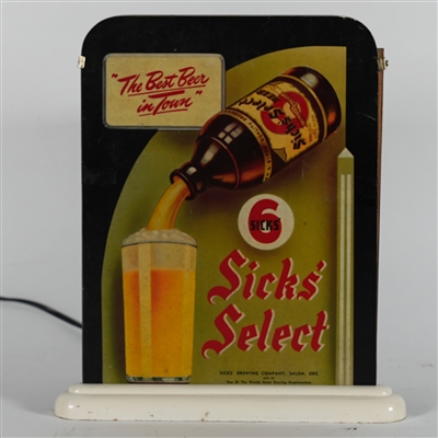 Sicks Select Best Beer In Town Illuminated SCENE-IN-ACTION Sign INCREDIBLE