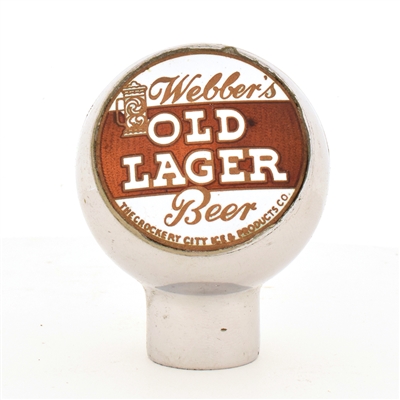 Webbers Old Lager Beer 1940s Enameled Chrome Ball Tap Knob ROBBINS