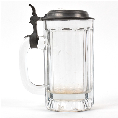 Jung Brau Pre-Prohibition Pewter-Ceramic Lidded Tankard