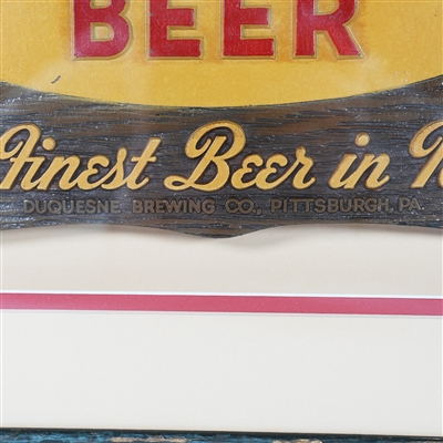 Duquesne Du-Kane Beer Finest Beer Town Yellow Composite Sign
