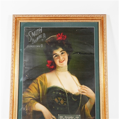 Smith Brewing Youngstown Pretty Woman 1908 Calendar Chromolithograph RARE