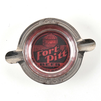 Fort Pitt Beer 1930s Deco Styled Glass Steel Ash Tray