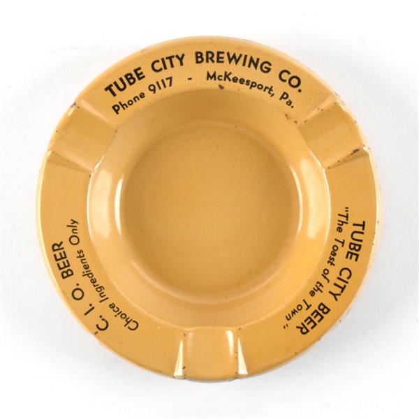 Tube City Beer 1950s Metal Ash Tray