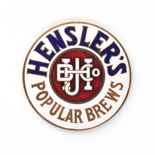 Henslers Popular Brews 1930s Enameled Tap Knob Insert CLEAN