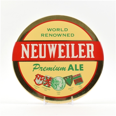 Neuweiler Ale 1960s Tin-Over-Cardboard Button Sign