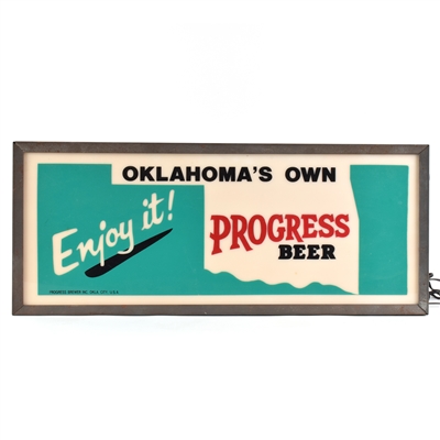 Progress Beer 1950s Illuminated Plastic Sign