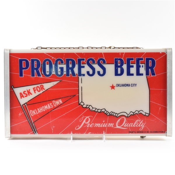 Progress Beer 1950s Illuminated Plastic Sign