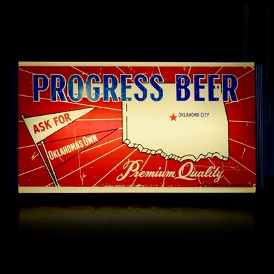 Progress Beer 1950s Illuminated Plastic Sign