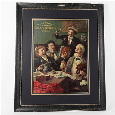 Erie Brewing Leads Them All Men Drinking Pre-Prohibition Chromolithograph RARE