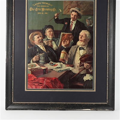 Erie Brewing Leads Them All Men Drinking Pre-Prohibition Chromolithograph RARE