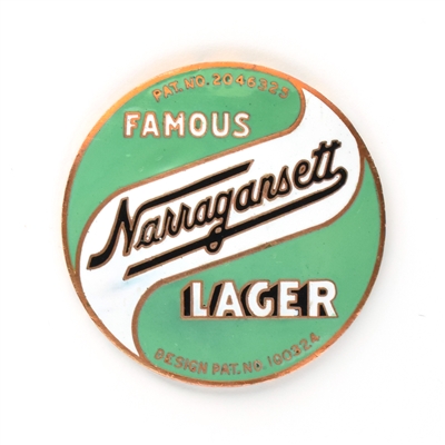 Narragansett Lager 1940s Enameled Tap Knob Insert