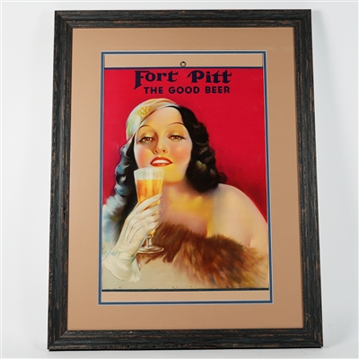 Fort Pitt The Good Beer Pretty Lady Paper Sign