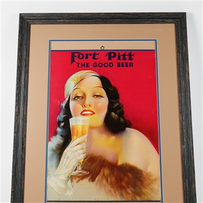 Fort Pitt The Good Beer Pretty Lady Paper Sign