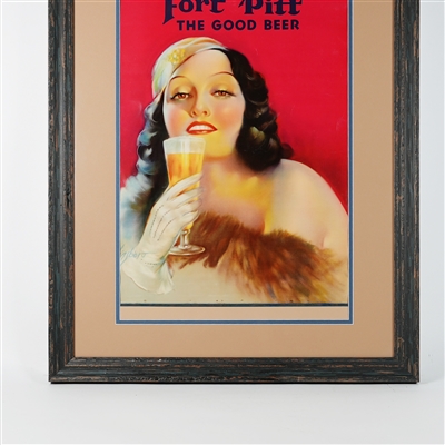 Fort Pitt The Good Beer Pretty Lady Paper Sign