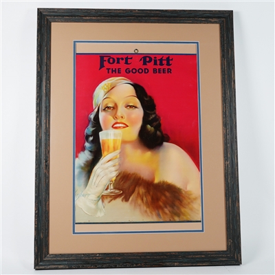 Fort Pitt The Good Beer Pretty Lady Paper Sign