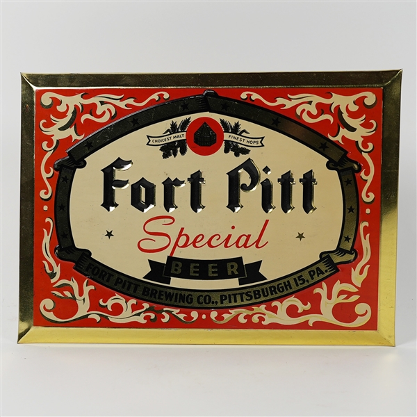Fort Pitt Special Beer TOC Tin Over Cardboard Advertising Sign
