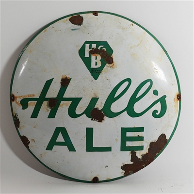 Hulls Ale Convex Porcelain Sign RARE