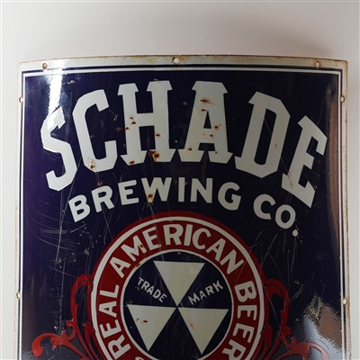 Schade Brewing Real American Beer Spokane WA Pre-Proh Porcelain Corner Sign RARE