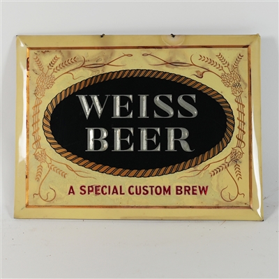 Weiss Beer Special Custom Brew Embossed Celluloid Over TOC Sign RARE