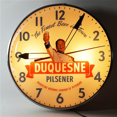 Duquesne Pilsener Hand High Prince Pam Clock CLEAN