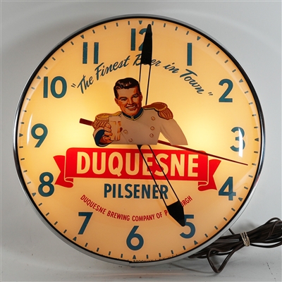 Duquesne Pilsener Finest Beer In Town Prince Pam Clock Light Blue