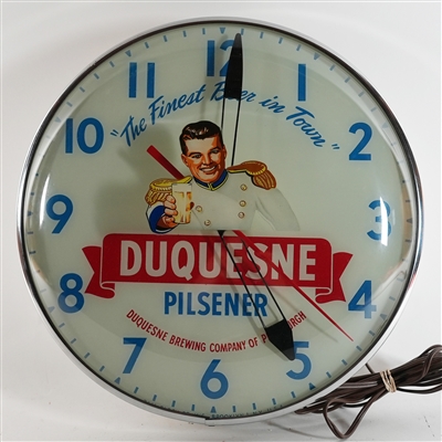 Duquesne Pilsener Finest Beer In Town Prince Pam Clock Light Blue