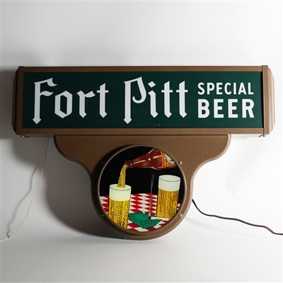 Fort Pitt Special Beer Bottle Pouring Into Glass Illuminated Sign