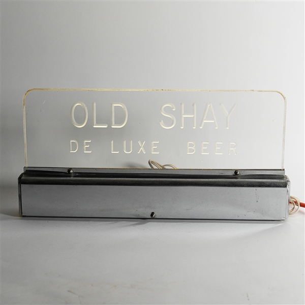 Old Shay De Luxe Beer Etched Glass Illuminated Sign