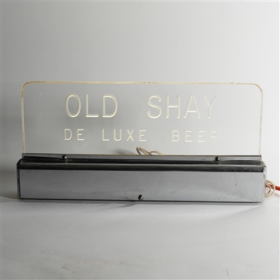 Old Shay De Luxe Beer Etched Glass Illuminated Sign