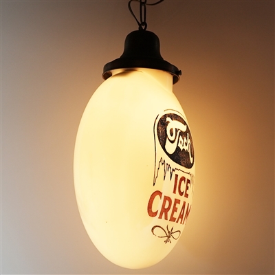 Tech Ice Cream 2 Sided Glass Illuminated Globe Sign RARE