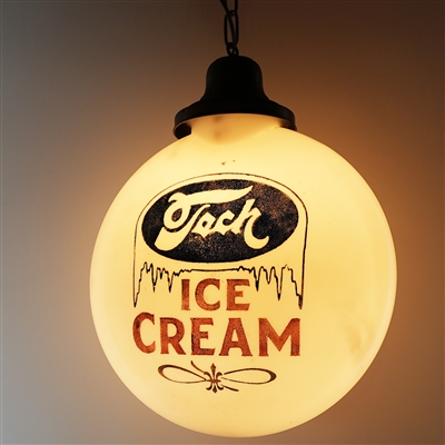 Tech Ice Cream 2 Sided Glass Illuminated Globe Sign RARE