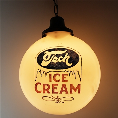 Tech Ice Cream 2 Sided Glass Illuminated Globe Sign RARE