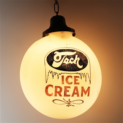 Tech Ice Cream 2 Sided Glass Illuminated Globe Sign RARE
