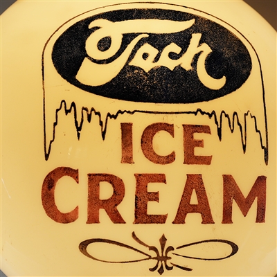 Tech Ice Cream 2 Sided Glass Illuminated Globe Sign RARE