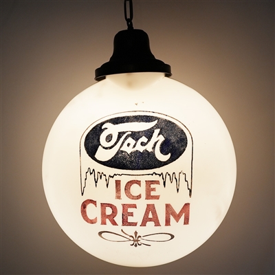 Tech Ice Cream 2 Sided Glass Illuminated Globe Sign RARE
