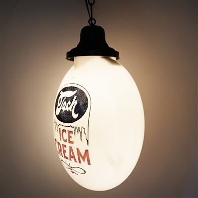 Tech Ice Cream 2 Sided Glass Illuminated Globe Sign RARE