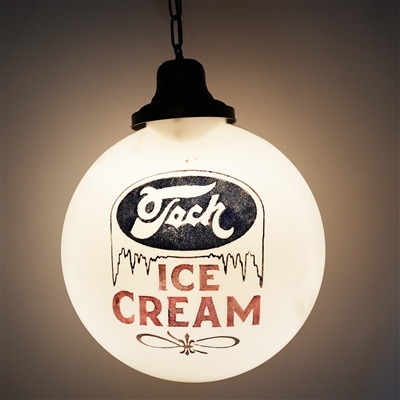 Tech Ice Cream 2 Sided Glass Illuminated Globe Sign RARE